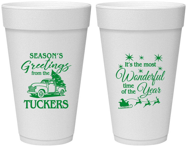 Personalized Christmas 20 oz Foam Cups - Season Greetings | 280071