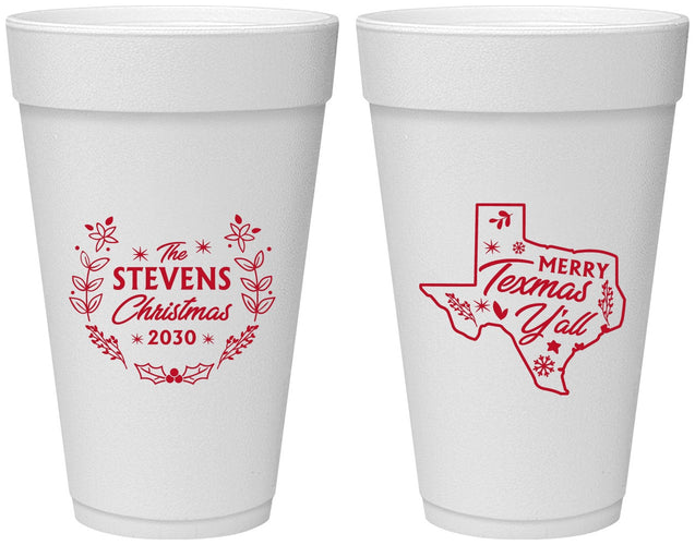 Personalized Christmas 20 oz Foam Cups - Texmas Yall | 280074