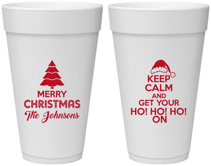 Personalized Christmas 20 oz Foam Cups - Ho Ho Ho | 280076