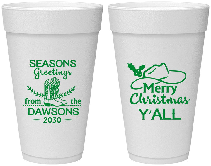 Personalized Christmas 20 oz Foam Cups - Texas | 280077