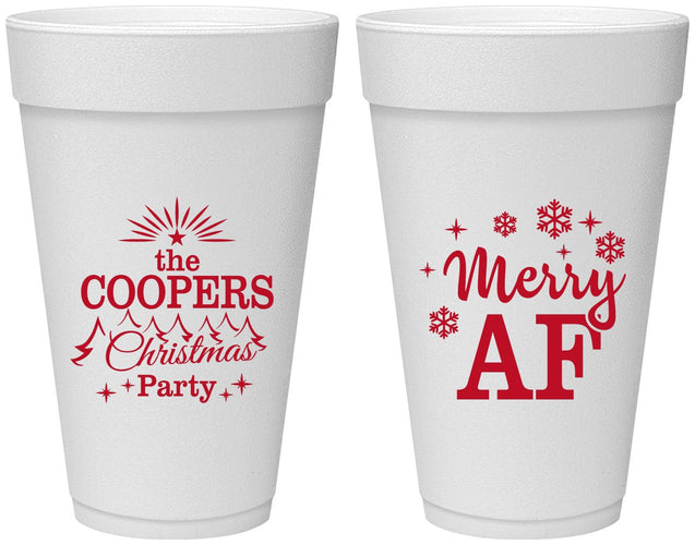Personalized Christmas 20 oz Foam Cups - Merry Af | 280078