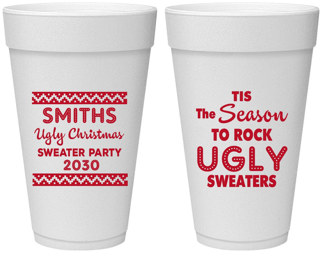 Personalized Christmas 20 oz Foam Cups - Ugly Sweater | 280080