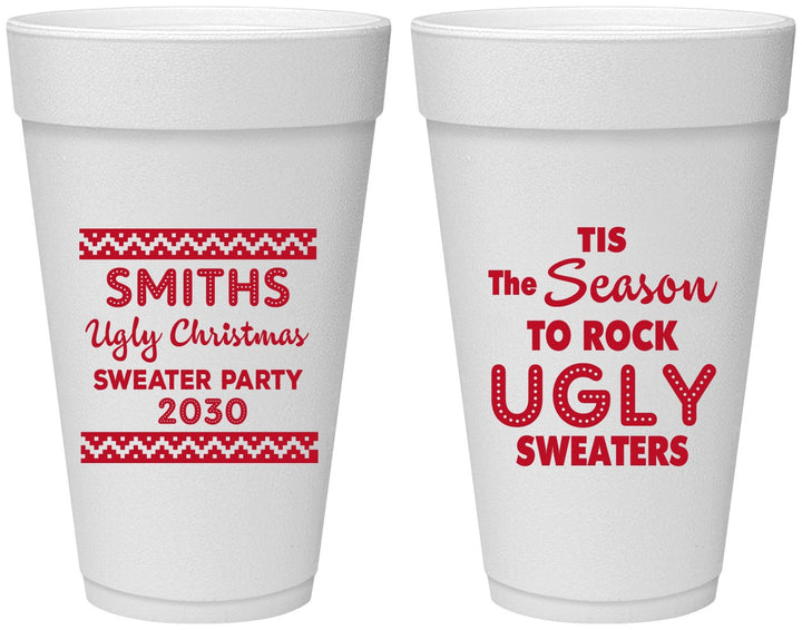 Personalized Christmas 20 oz Foam Cups - Ugly Sweater | 280080