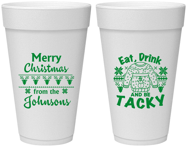 Personalized Christmas 20 oz Foam Cups - Eat Drink Tacky | 280081