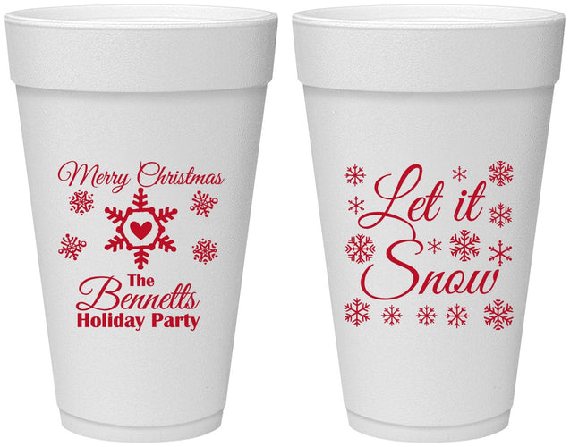 Personalized Christmas 20 oz Foam Cups - Let Is Snow | 280088