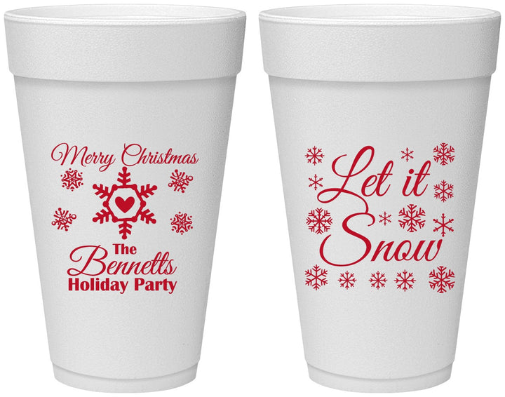 Personalized Christmas 20 oz Foam Cups - Let Is Snow | 280088