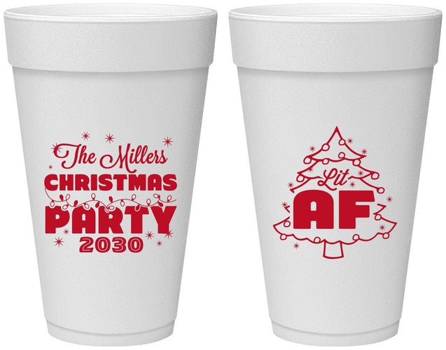 Personalized Christmas 20 oz Foam Cups - Lit Af | 280090