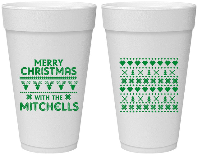 Personalized Christmas 20 oz Foam Cups - Ugly Sweater | 280091