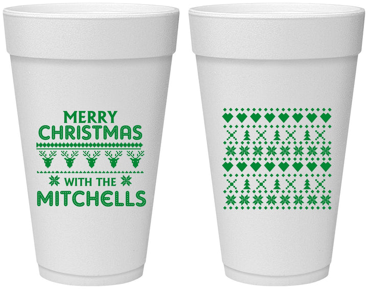 Personalized Christmas 20 oz Foam Cups - Ugly Sweater | 280091