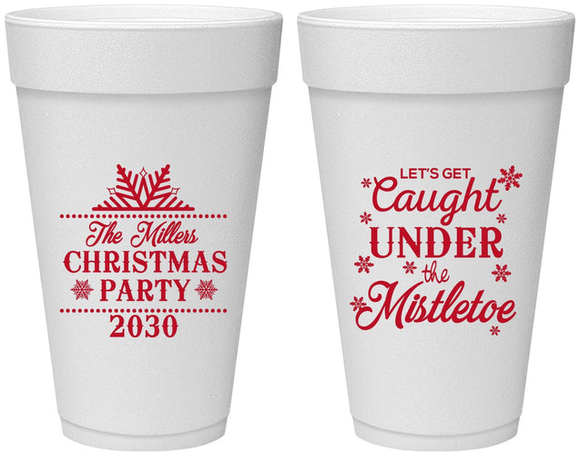 Personalized Christmas 20 oz Foam Cups - Mistletoe | 280092