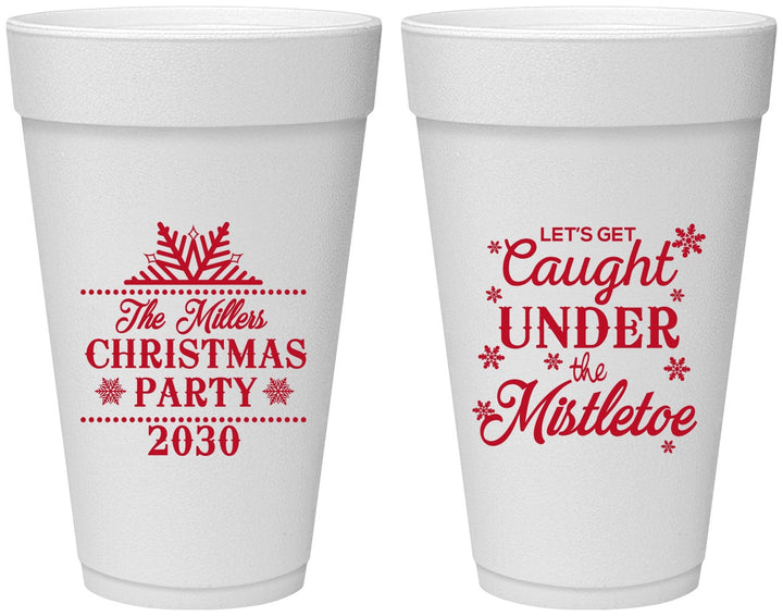 Personalized Christmas 20 oz Foam Cups - Mistletoe | 280092