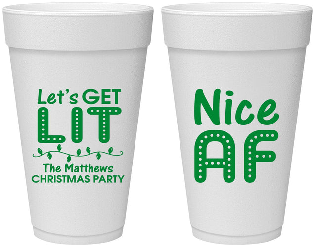 Personalized Christmas 20 oz Foam Cups - Nice Af | 280093