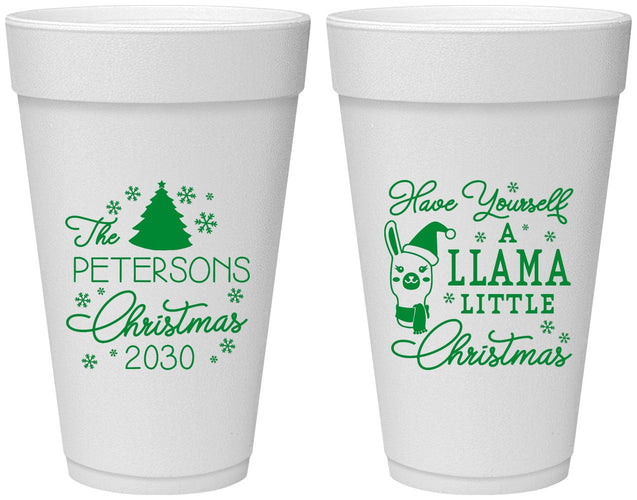 Personalized Christmas 20 oz Foam Cups - Llama | 280095
