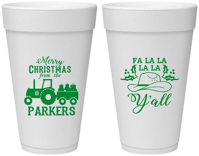 Personalized Christmas 20 oz Foam Cups - Country | 280097