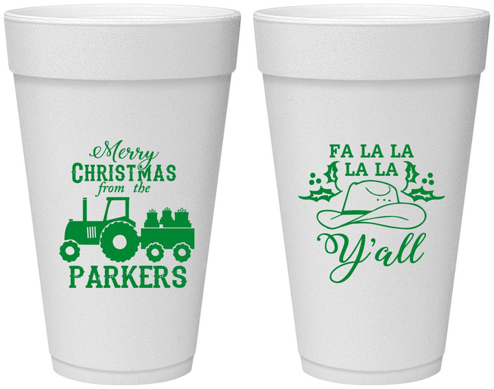 Personalized Christmas 20 oz Foam Cups - Country | 280097