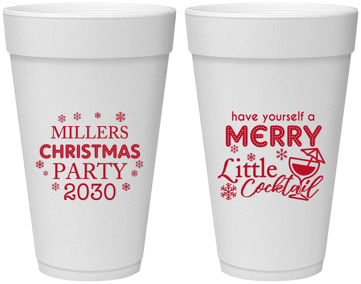 Personalized Christmas 20 oz Foam Cups - Cocktail | 280098