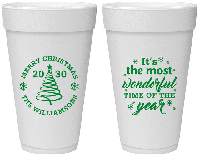 Personalized Christmas 20 oz Foam Cups - Wonderful Time For A Beer | 280099