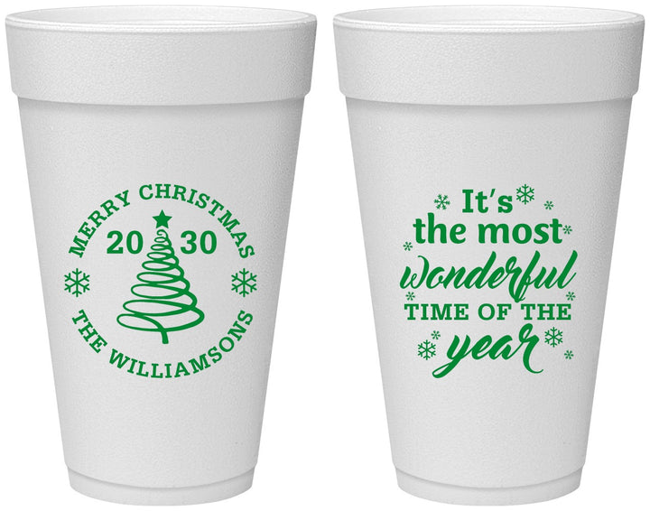 Personalized Christmas 20 oz Foam Cups - Wonderful Time For A Beer | 280099