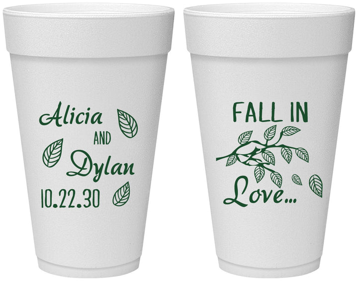 Personalized Wedding 20 oz Foam Cups - Fall In Love | 283