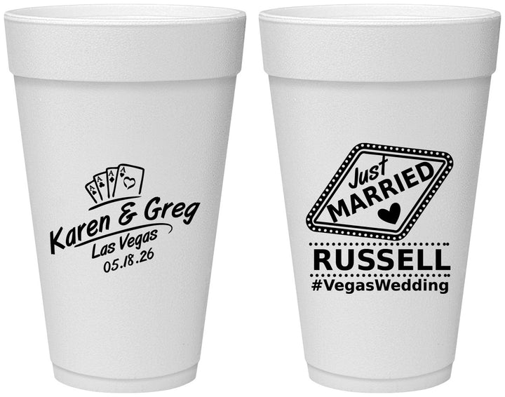 Personalized Wedding 20 oz Foam Cups - Las Vegas | 285