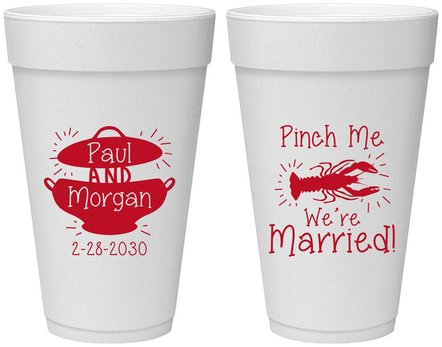 Personalized Wedding 20 oz Foam Cups - Crawfish Boil | 288