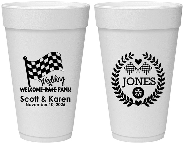Personalized Wedding 20 oz Foam Cups - Racing | 289