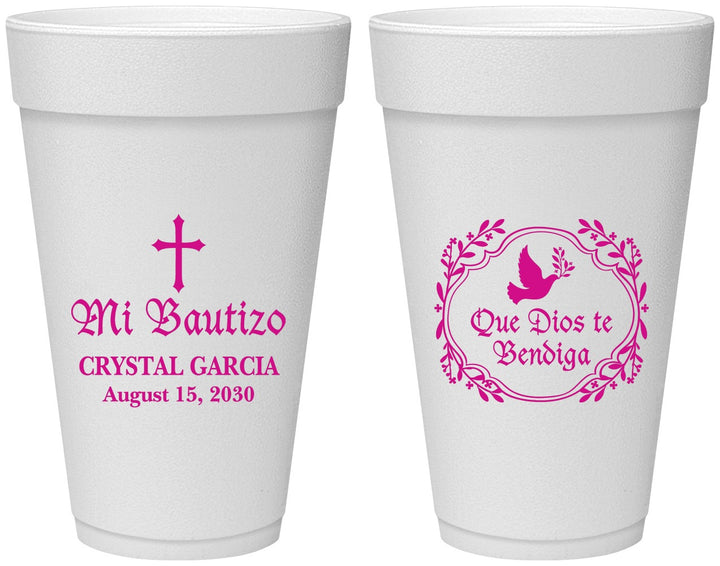 Personalized Baptism 20 oz Foam Cups - Mi Bautizo | 290000