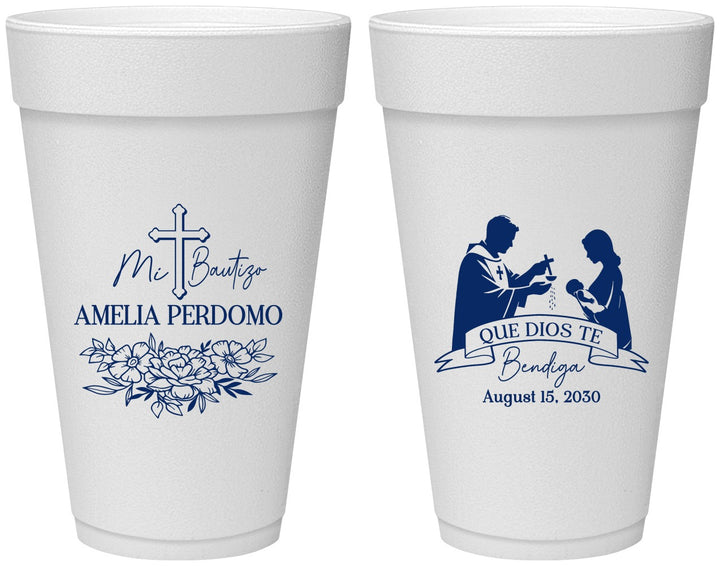 Personalized Baptism 20 oz Foam Cups - Mi Bautizo | 290001