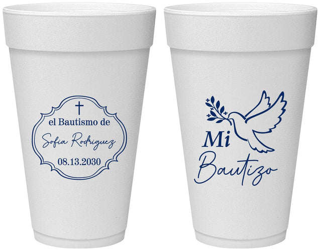 Personalized Baptism 20 oz Foam Cups - Mi Bautizo | 290002
