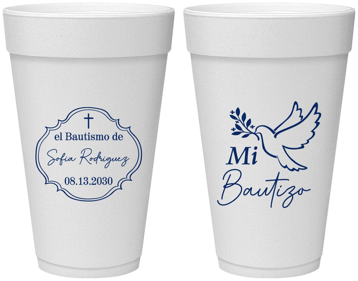 Personalized Baptism 20 oz Foam Cups - Mi Bautizo | 290002