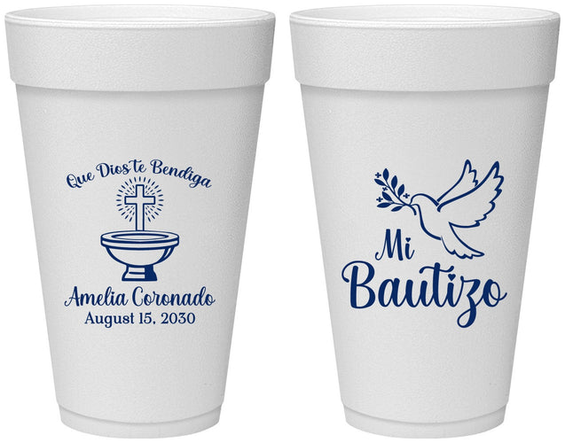 Personalized Baptism 20 oz Foam Cups - Mi Bautizo | 290003