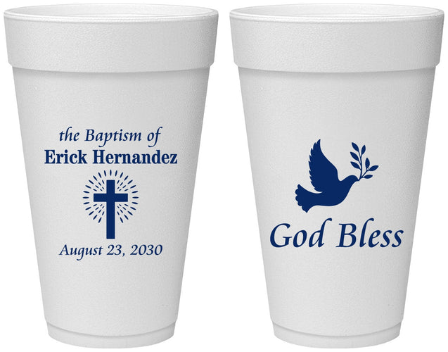 Personalized Baptism 20 oz Foam Cups - God Bless | 290005