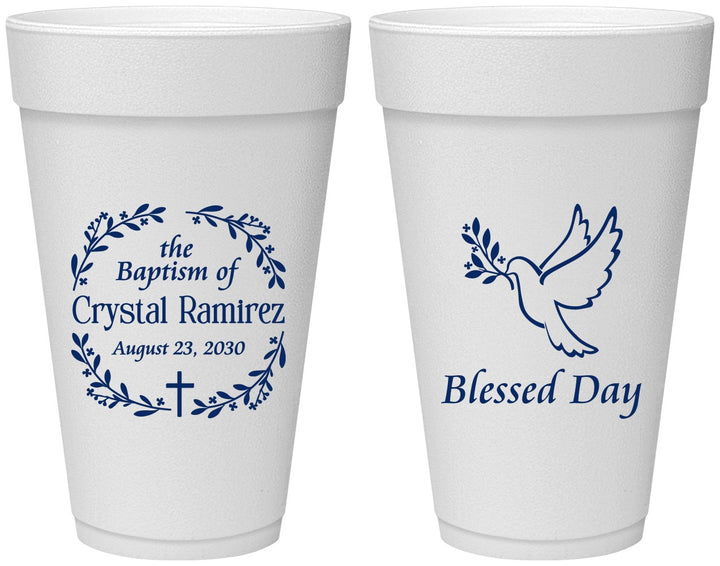 Personalized Baptism 20 oz Foam Cups - Blessed Day | 290006