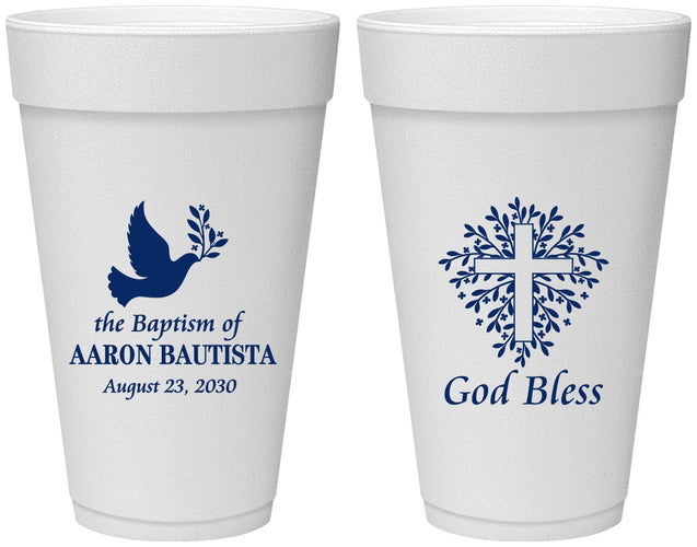 Personalized Baptism 20 oz Foam Cups - God Bless | 290007