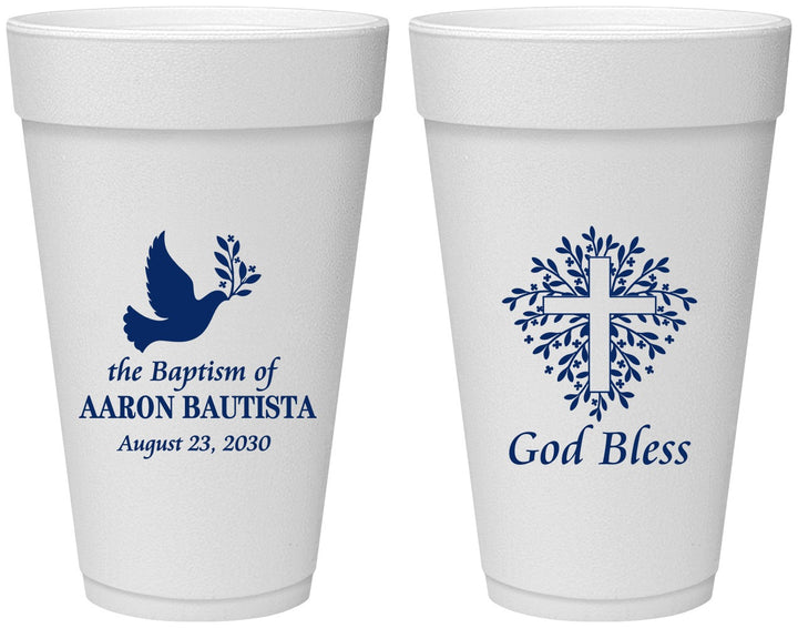 Personalized Baptism 20 oz Foam Cups - God Bless | 290007