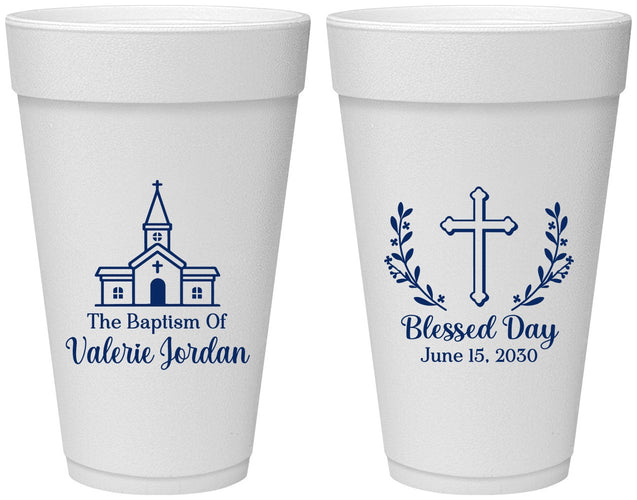Personalized Baptism 20 oz Foam Cups - Blessed Day | 290009