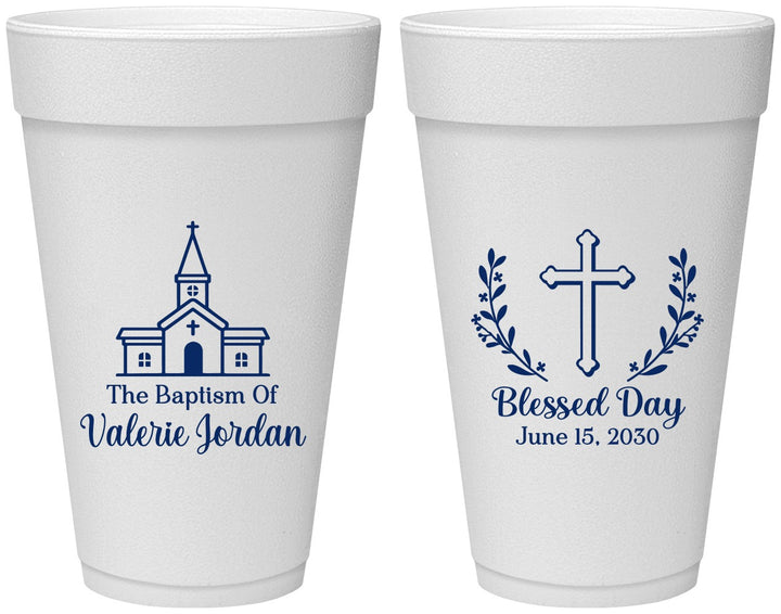 Personalized Baptism 20 oz Foam Cups - Blessed Day | 290009