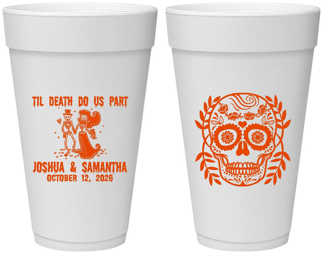 Personalized Wedding 20 oz Foam Cups - Til Death Do Us Part | 297