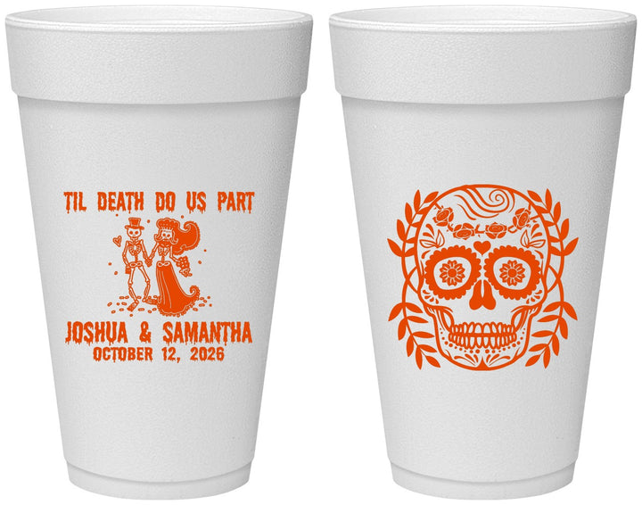 Personalized Wedding 20 oz Foam Cups - Til Death Do Us Part | 297