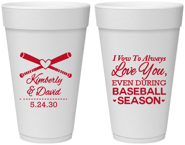 Personalized Wedding 20 oz Foam Cups - Baseball | 301