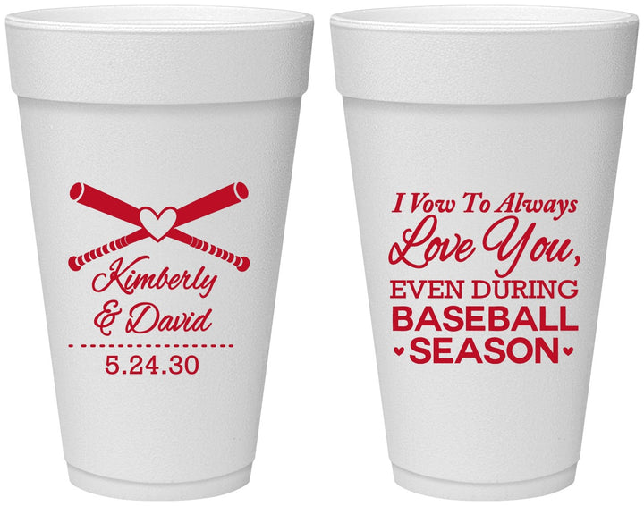 Personalized Wedding 20 oz Foam Cups - Baseball | 301