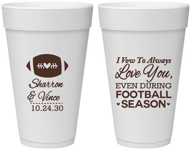 Personalized Wedding 20 oz Foam Cups - Football | 302