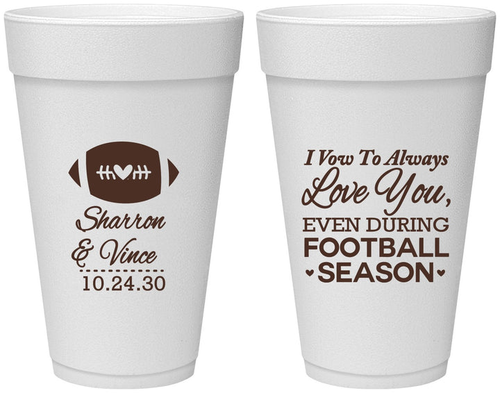 Personalized Wedding 20 oz Foam Cups - Football | 302