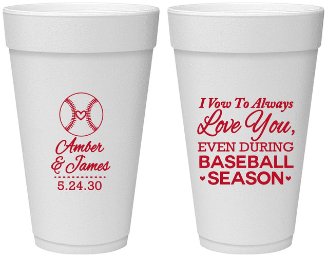 Personalized Wedding 20 oz Foam Cups - Baseball | 303