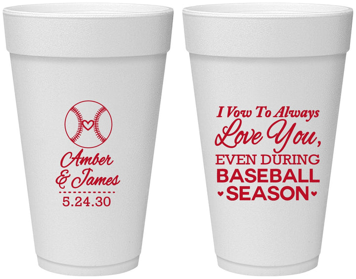 Personalized Wedding 20 oz Foam Cups - Baseball | 303