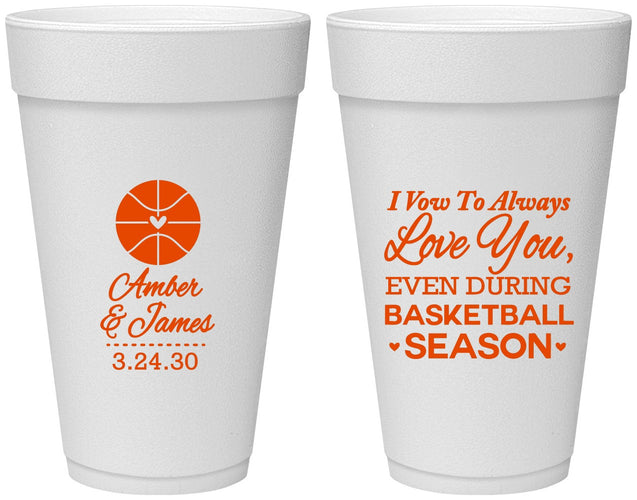Personalized Wedding 20 oz Foam Cups - Basketball | 304