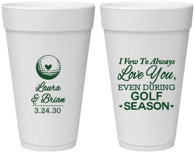 Personalized Wedding 20 oz Foam Cups - Golf | 305