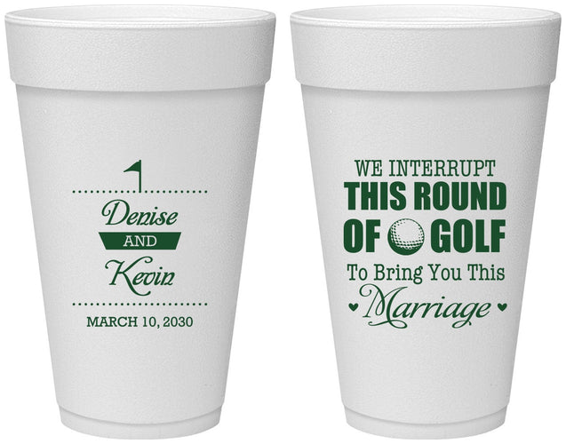 Personalized Wedding 20 oz Foam Cups - We Interrupt Golf | 309