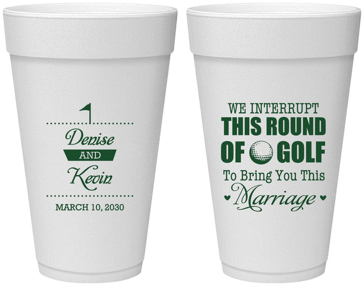 Personalized Wedding 20 oz Foam Cups - We Interrupt Golf | 309