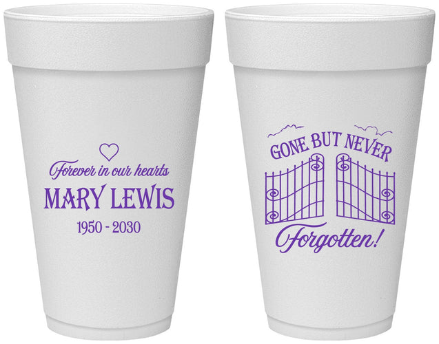 Personalized Memorial 20 oz Foam Cups - Gone But Never Forgotten | 310001